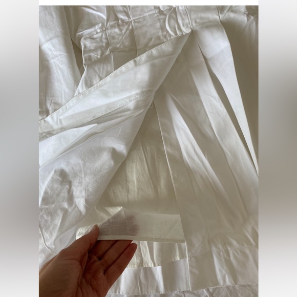 ZARA V-Neck Crossed pleated White mini cotton long sleeve Shirt Dress XS NWT - Picture 15 of 16